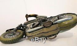 Arnold Mac 700 tin motorcycle vintage toy, clockwork windup, Germany RARE