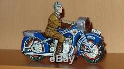Arnold Vintage German Tin Wind-up Motorcycle Toy. VERY clean lithography
