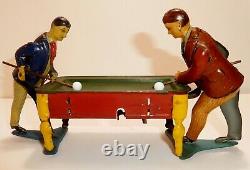 BILLIARD Toy c1915 KiCo German Tin wind-up RARE 2 player version Missing wind-up