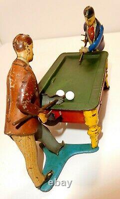 BILLIARD Toy c1915 KiCo German Tin wind-up RARE 2 player version Missing wind-up