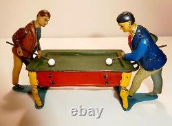 BILLIARD Toy c1915 KiCo German Tin wind-up RARE 2 player version Missing wind-up