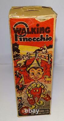 Boxed Set Disney 1939 Walking Pinocchio Marx Tin Wind-up Toy With Moving Eyes