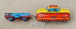 C1950s MARKE Technofix Tin Litho Wind-Up GE 297 Train Engine/Loader & Track BRD