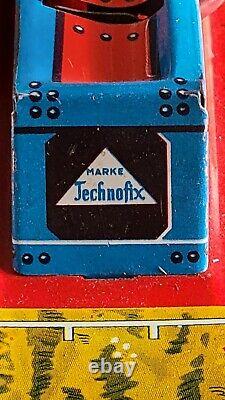 C1950s MARKE Technofix Tin Litho Wind-Up GE 297 Train Engine/Loader & Track BRD