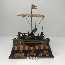 CK Sports Land Wind-Up Carnival Ride, Antique 1920's, Tin Litho