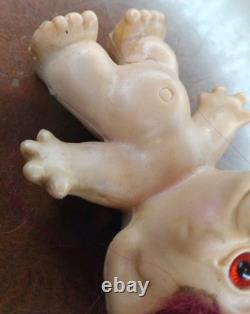 COUNTERFEIT VINTAGE TROLL DOLL. VERY BADLY MADE. 3 IN. Early 1960's. C