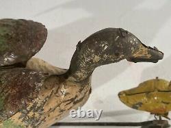 C. 1900 German Tin windup Duck with Ducklings Hand Painted Tin Toy