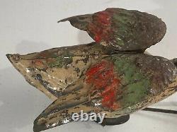 C. 1900 German Tin windup Duck with Ducklings Hand Painted Tin Toy