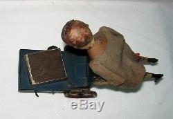 C 1900 VERY RARE Victor Bonnet Le Petit Livreur Boy Pushing Cart Clockwork Toy