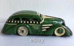 C. 1930's Marx Tricky Taxi Lithographed Tin Wind-up Car Looks & Works Great