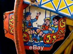 Chein Tin Litho Wind-up Metal Toy Ferris Wheel Hercules Vintage Rare Antique