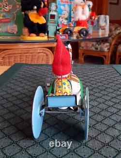 Clown On Racing Trotter 1950's Tin Wind Up Toy Boxed Mikuni Japan Rare