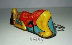 DISNEY 1930's PLUTO TIN LITHOGRAPHED ROLLOVER WIND-UP TOY-MARX+WORKING