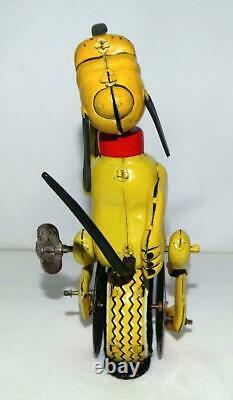 DISNEY 1950's PLUTO TIN LITHOGRAPHED UNICYCLIST LINEMAR WIND-UP TOY+LABEL