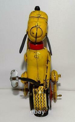 DISNEY 1950's PLUTO TIN LITHOGRAPHED UNICYCLIST LINEMAR WIND-UP TOY+LABEL