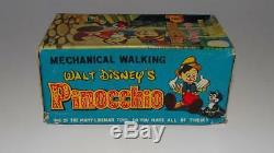 DISNEY 1950's WALKING PINOCCHIO TIN WIND-UP TOY BY LINEMAR-EX. BOXED SET-WORKS