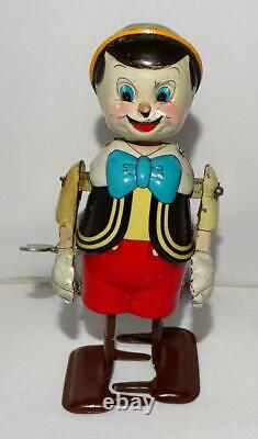 DISNEY 1950's WALKING PINOCCHIO TIN WIND-UP TOY BY LINEMAR-WORKS GREAT