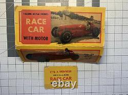 Deluxe Scale Model Race Car, Rex Mays Blue No. 4, Wind-Up, Vintage with Box