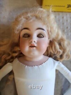 Dep 10 154 Kestner Bisque Head Antique 22 Doll Leather Body Blue Eyes