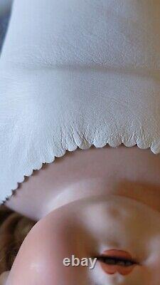 Dep 10 154 Kestner Bisque Head Antique 22 Doll Leather Body Blue Eyes