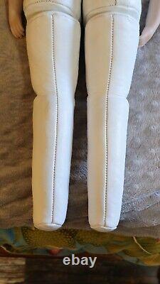 Dep 10 154 Kestner Bisque Head Antique 22 Doll Leather Body Blue Eyes