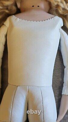 Dep 10 154 Kestner Bisque Head Antique 22 Doll Leather Body Blue Eyes