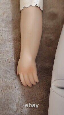 Dep 10 154 Kestner Bisque Head Antique 22 Doll Leather Body Blue Eyes