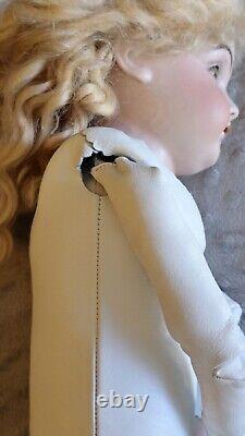 Dep 10 154 Kestner Bisque Head Antique 22 Doll Leather Body Blue Eyes