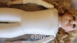 Dep 10 154 Kestner Bisque Head Antique 22 Doll Leather Body Blue Eyes