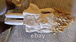 Dep 10 154 Kestner Bisque Head Antique 22 Doll Leather Body Blue Eyes