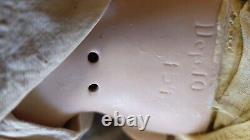 Dep 10 154 Kestner Bisque Head Antique 22 Doll Leather Body Blue Eyes