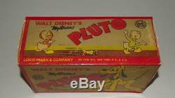 Disney1939 Pluto Tin Lever Actionwindup Marx Toy-black Wheels+ Repo Boxed Set