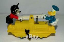 Disney 1955 Near Mint Mickey Mouse/donald Duck Handcar Set+scarce Original Box