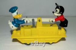 Disney 1955 Near Mint Mickey Mouse/donald Duck Handcar Set+scarce Original Box