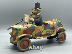 Distler 1920's Uncle Wiggily's Crazy Car Tin Windup Germany Howard Garis RARE