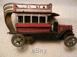 Distler London Double Decker Bus 339 German 1920's Wind Up Tin Toy Antique