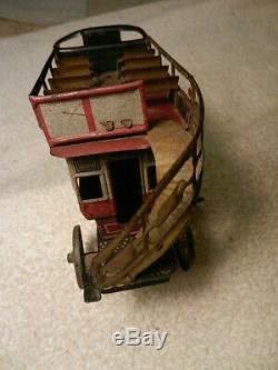 Distler London Double Decker Bus 339 German 1920's Wind Up Tin Toy Antique