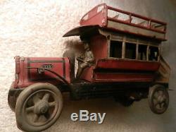 Distler London Double Decker Bus 339 German 1920's Wind Up Tin Toy Antique