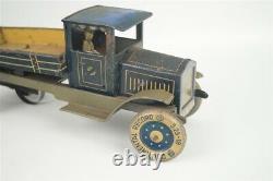 Distler Tin Wind Up Dump Truck Vintage 1930s Blue Variation 10.5 L Germany