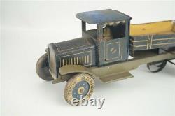 Distler Tin Wind Up Dump Truck Vintage 1930s Blue Variation 10.5 L Germany