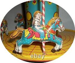 E770 Seldom Seen Nice Chein Top Wind Merry Go Round Works Great