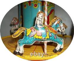 E770 Seldom Seen Nice Chein Top Wind Merry Go Round Works Great