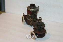 EARLY 1920's KINGSBURY WIND UP FIRE PUMPER TRUCK with DRIVER