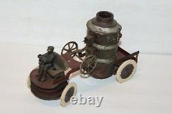 EARLY 1920's KINGSBURY WIND UP FIRE PUMPER TRUCK with DRIVER