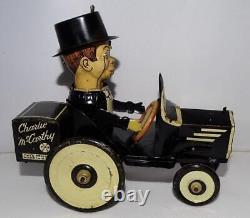 EX! 1938 CHARLIE McCARTHY IN HIS BENZINE BUGGY MARX TIN WIND-UP TOY+CRAZY ACTION