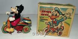 EX! 1ST VERS. BOXED SETDISNEY1950's CELLULOIDMICKEY MOUSETIN WIND-UP TRICYCLE