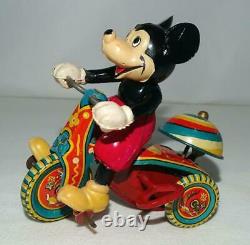 EX! 1ST VERS. BOXED SETDISNEY1950's CELLULOIDMICKEY MOUSETIN WIND-UP TRICYCLE