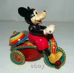 EX! 1ST VERS. BOXED SETDISNEY1950's CELLULOIDMICKEY MOUSETIN WIND-UP TRICYCLE