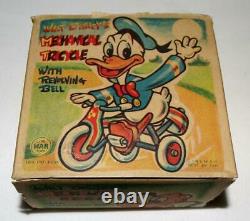 EX! 1ST VERS. BOXED SETDISNEY1950's CELLULOIDMICKEY MOUSETIN WIND-UP TRICYCLE