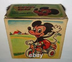 EX! 1ST VERS. BOXED SETDISNEY1950's CELLULOIDMICKEY MOUSETIN WIND-UP TRICYCLE